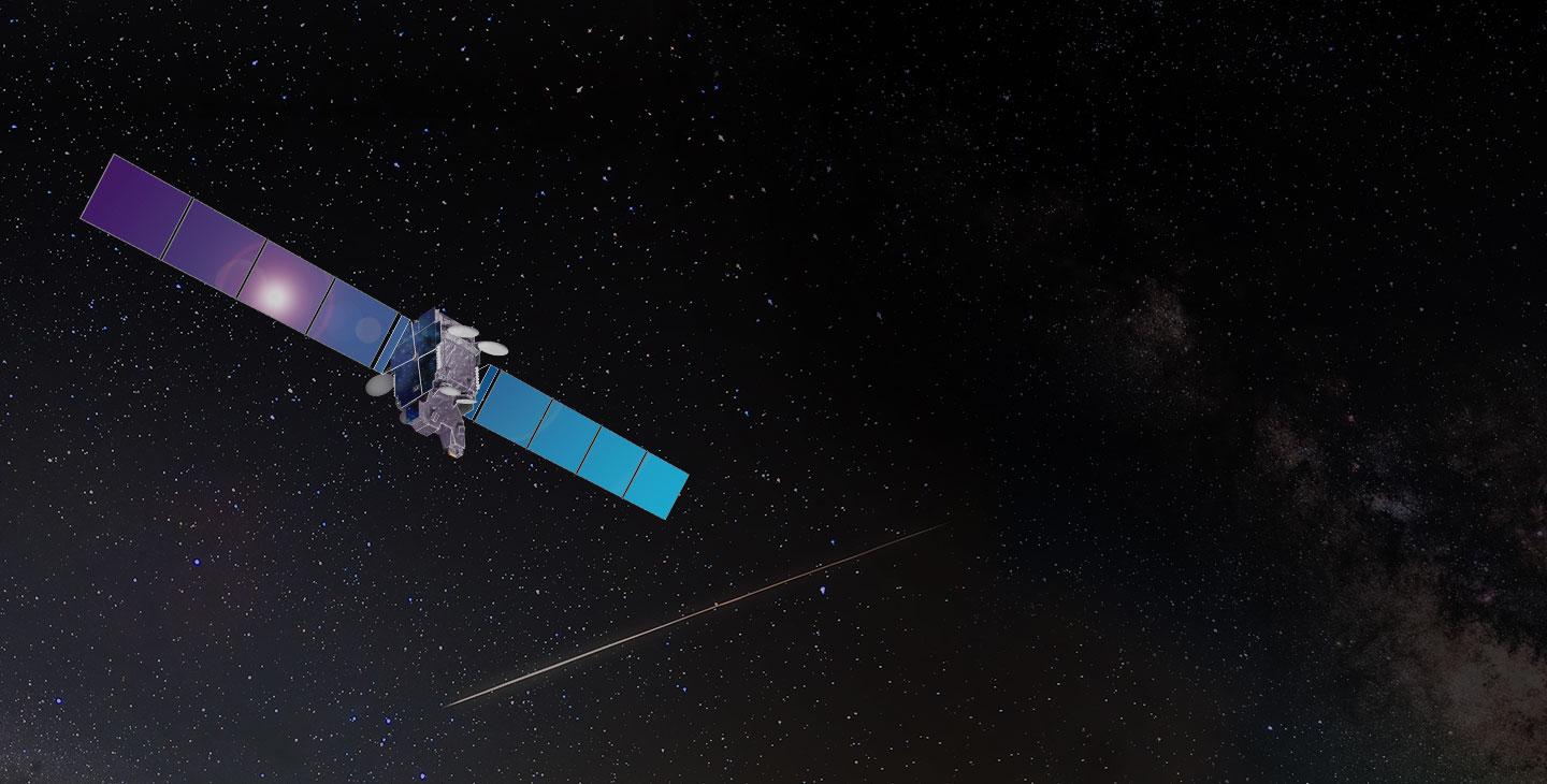WildBlue-1卫星在太空中渲染